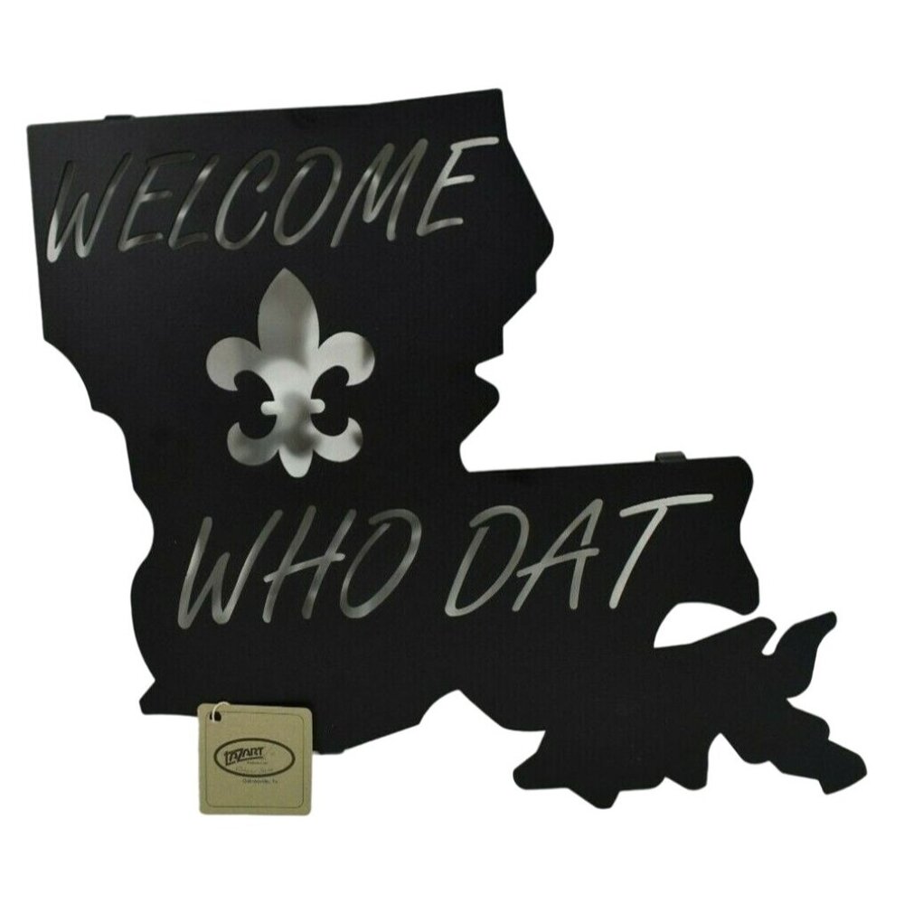 Louisiana Welcome Who Dat Black 12 inch Metal Laser Cut Hanging Wall Art
